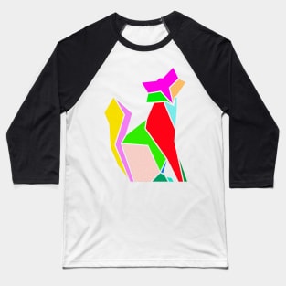 Geometric cat in bright colors. Baseball T-Shirt